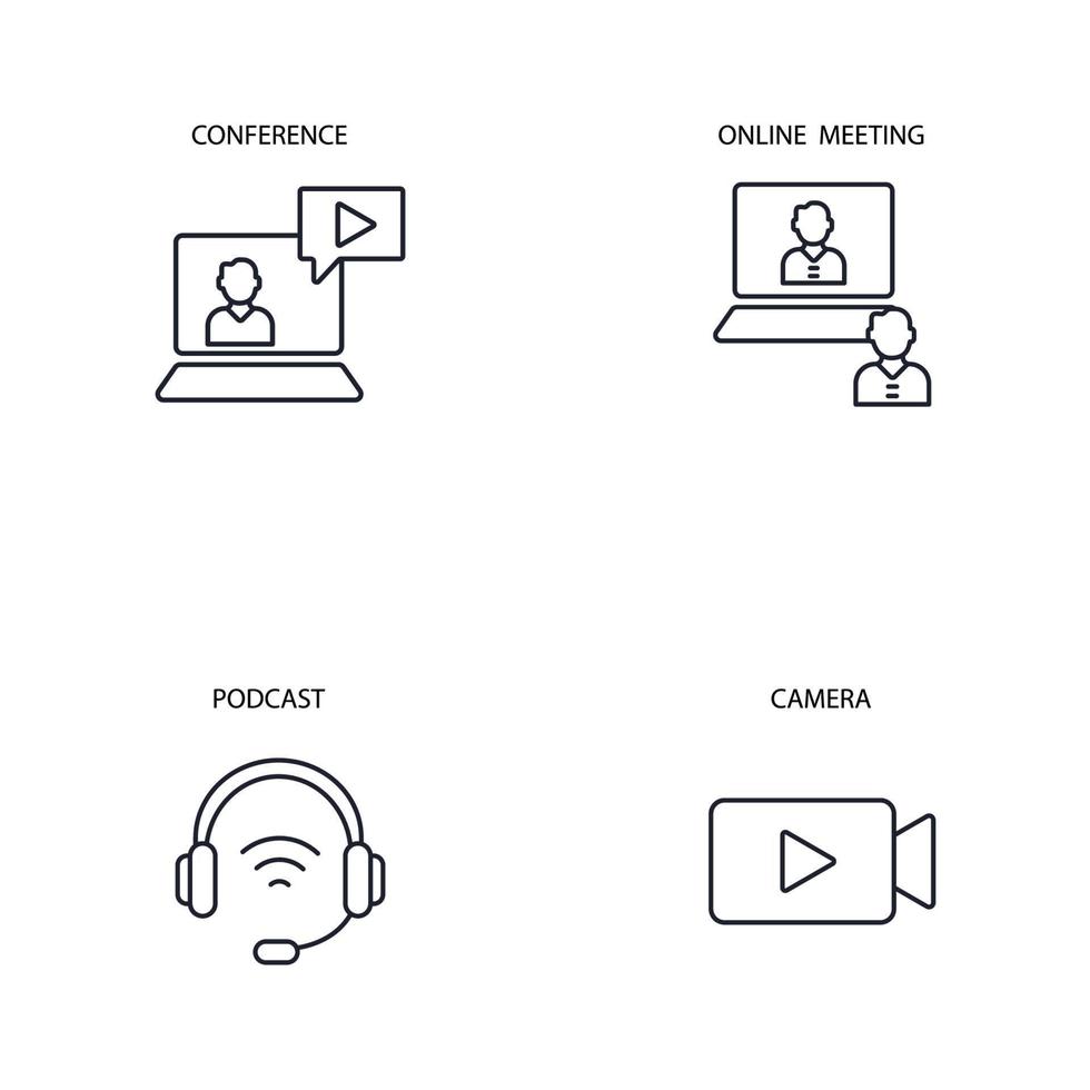 Live-Streaming-Symbole gesetzt. Live-Streaming-Packsymbol-Vektorelemente für Infografik-Web vektor