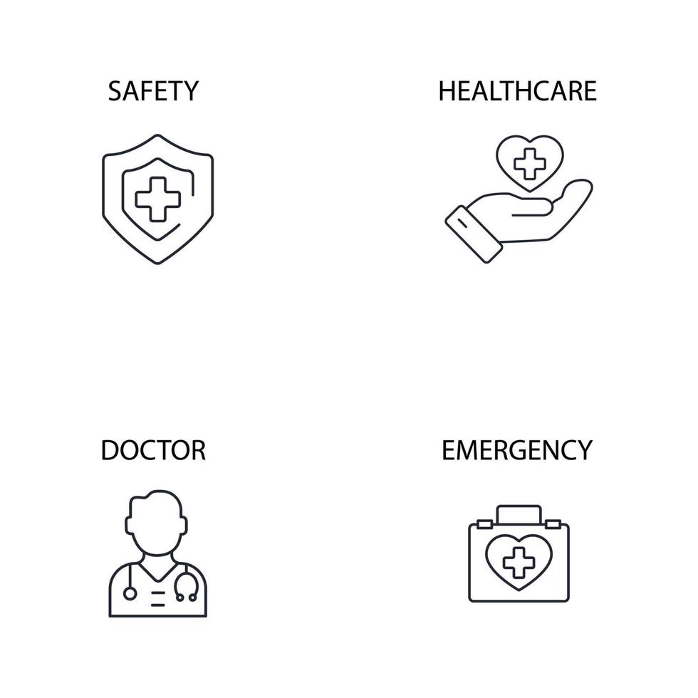 Symbole für die medizinische Versorgung festgelegt. Symbolvektorelemente für medizinische Versorgung für das Infografik-Web vektor