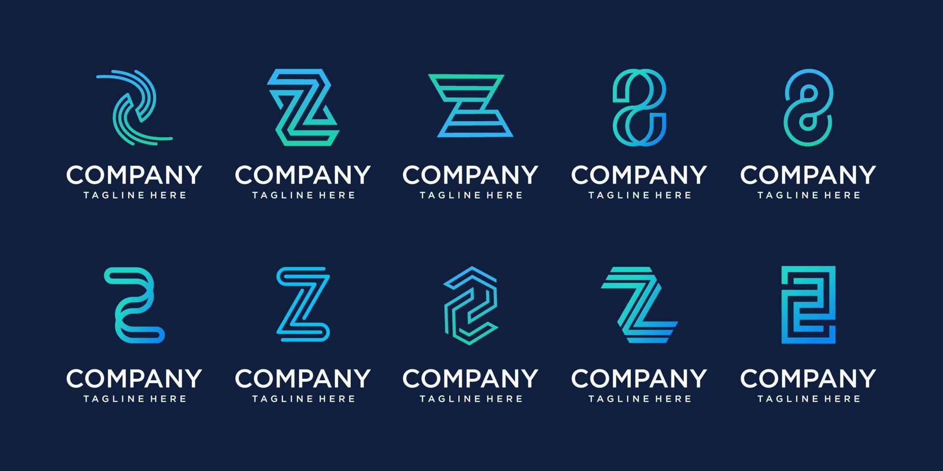 samling minimalism stil z bokstav logotyp design. vektor