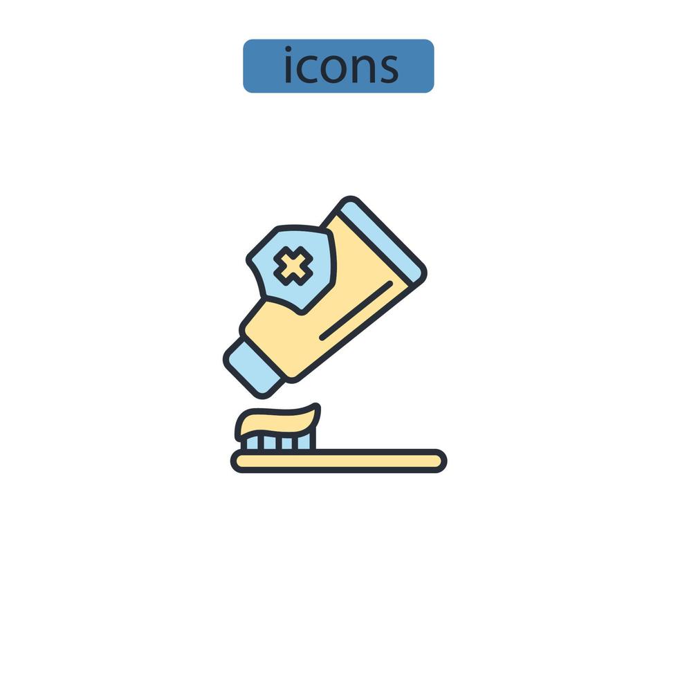 Zahnpasta-Symbole symbolisieren Vektorelemente für das Infografik-Web vektor