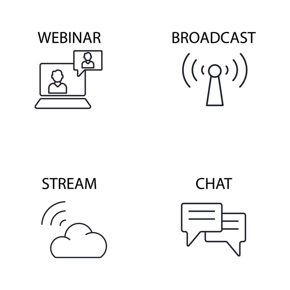 Live-Streaming-Symbole gesetzt. Live-Streaming-Packsymbol-Vektorelemente für Infografik-Web vektor