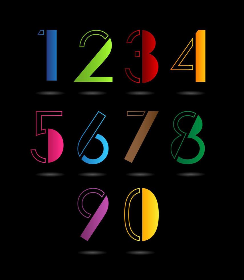 färgglada nummeruppsättning vektor