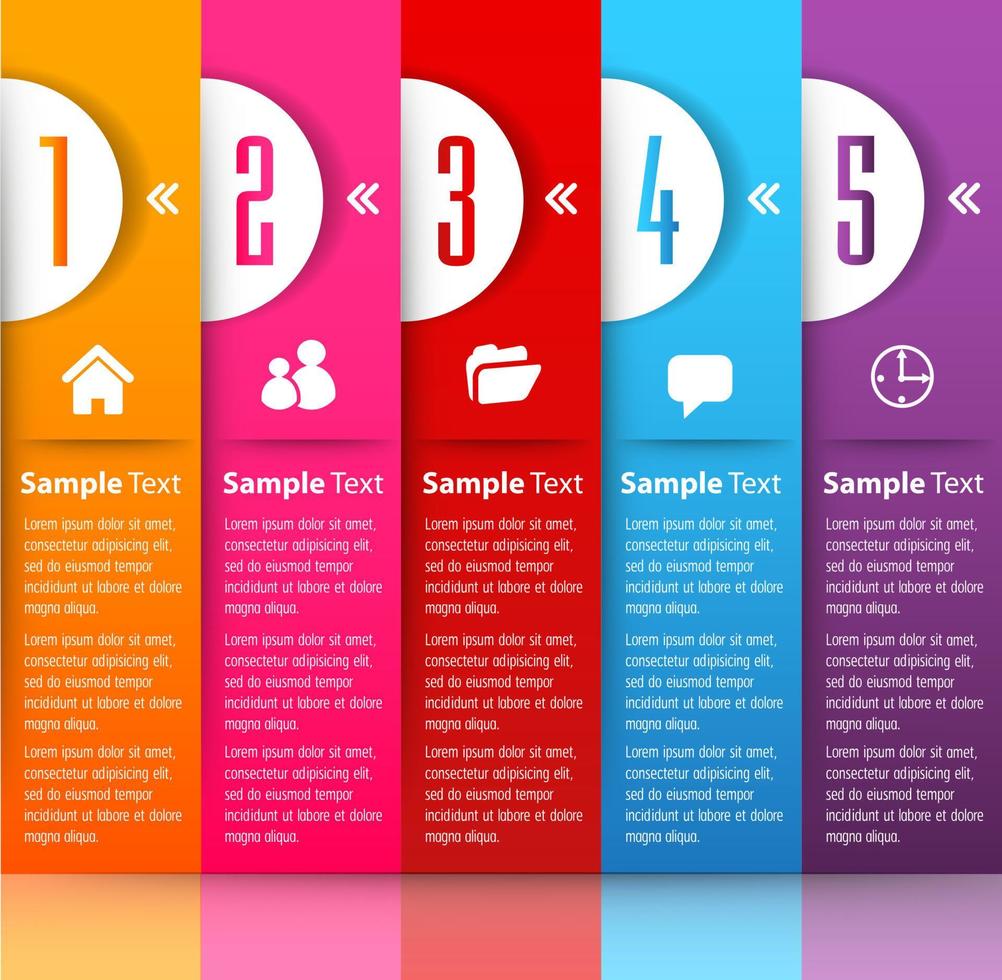 färgglad 5-stegs infografik vektor