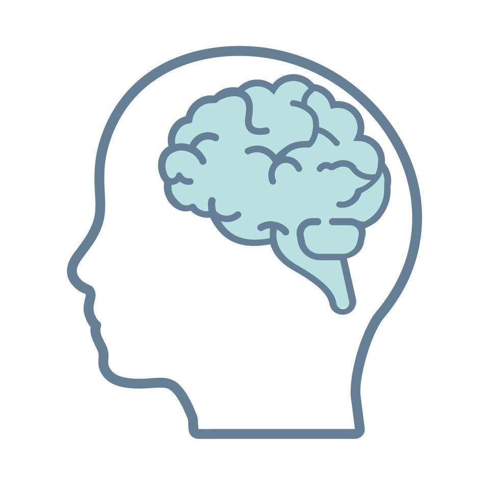 Gehirn im menschlichen Kopf denken Vektor