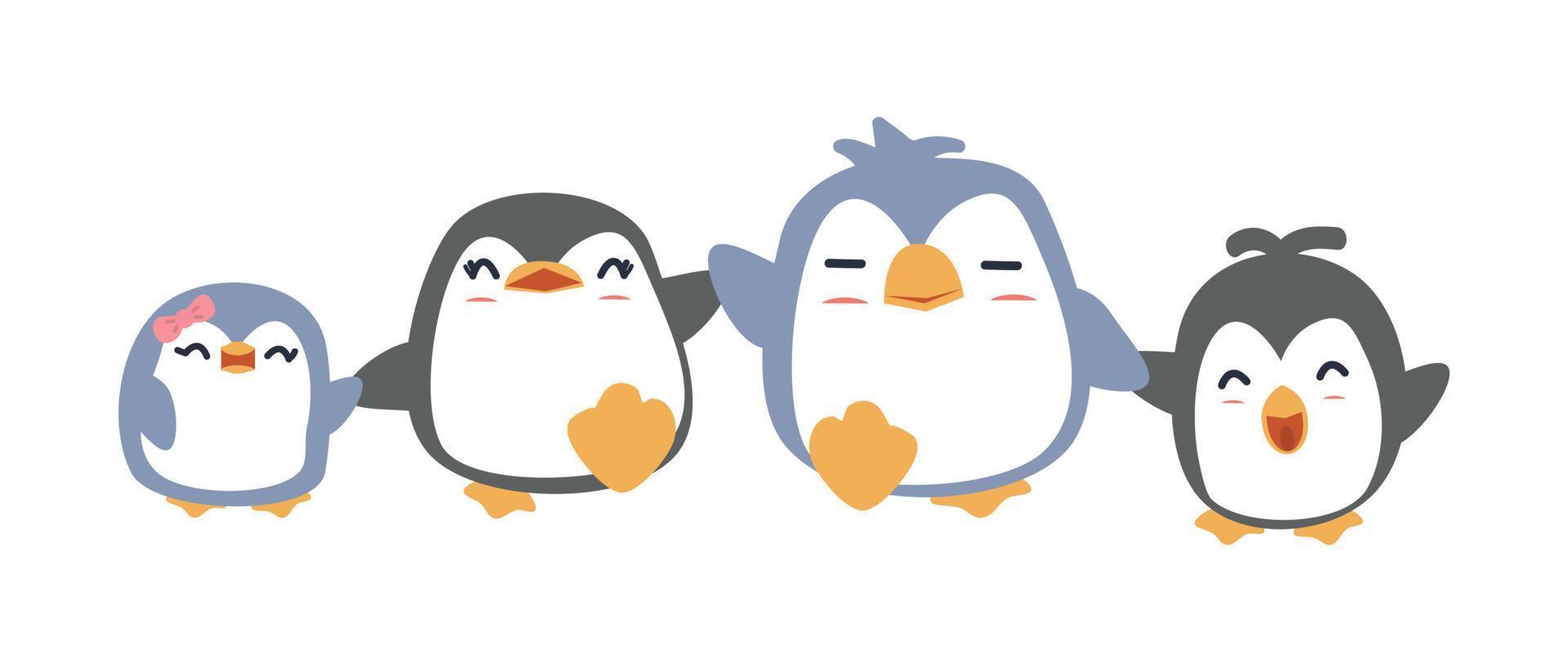 glad pingvin familj tecknad vektor
