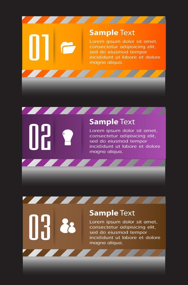 färgglad 3-stegs infografik vektor