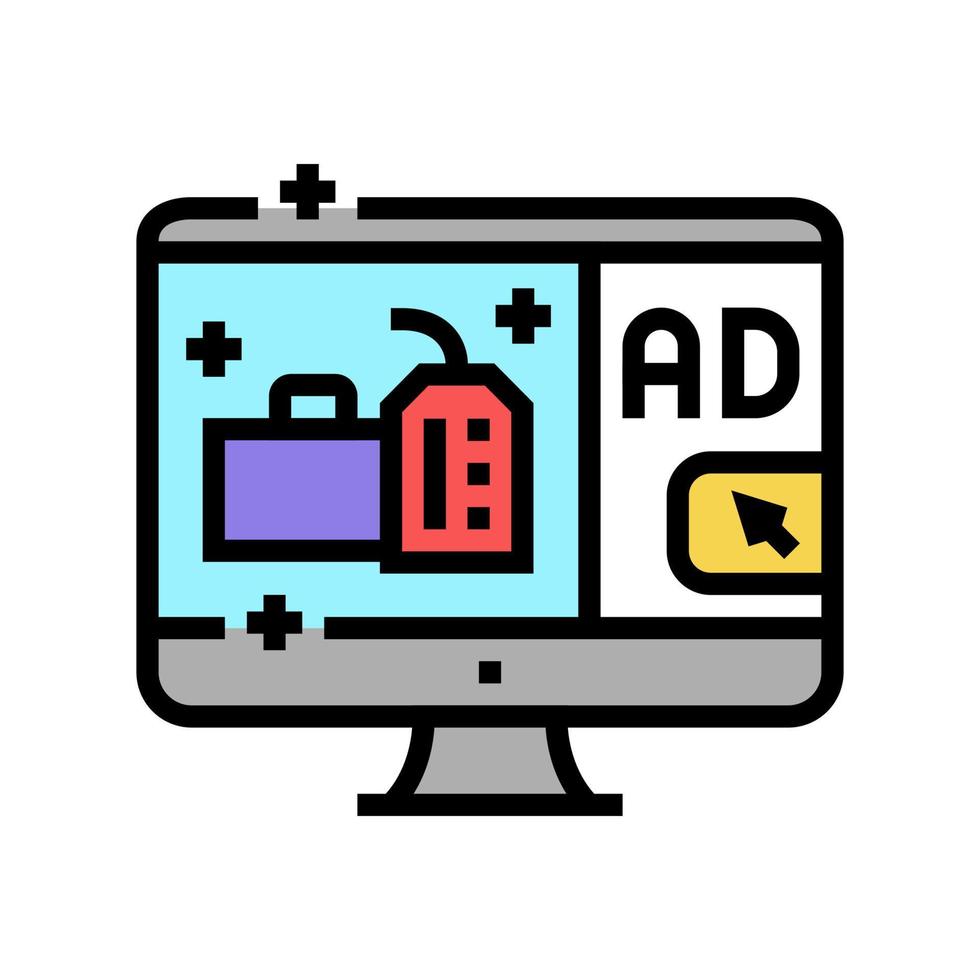 online reklam färg ikon vektor illustration