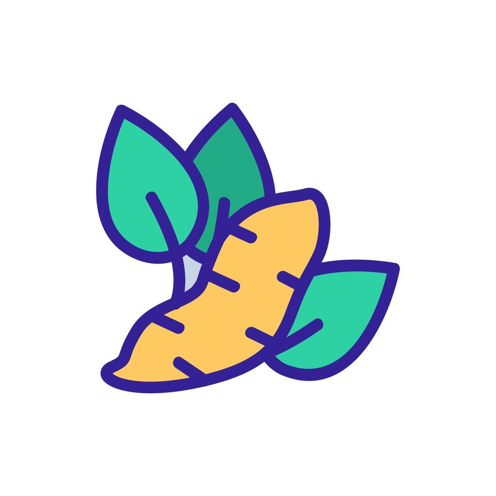 Süßkartoffel gekeimt mit Blättern Symbol Vektor Umriss Illustration