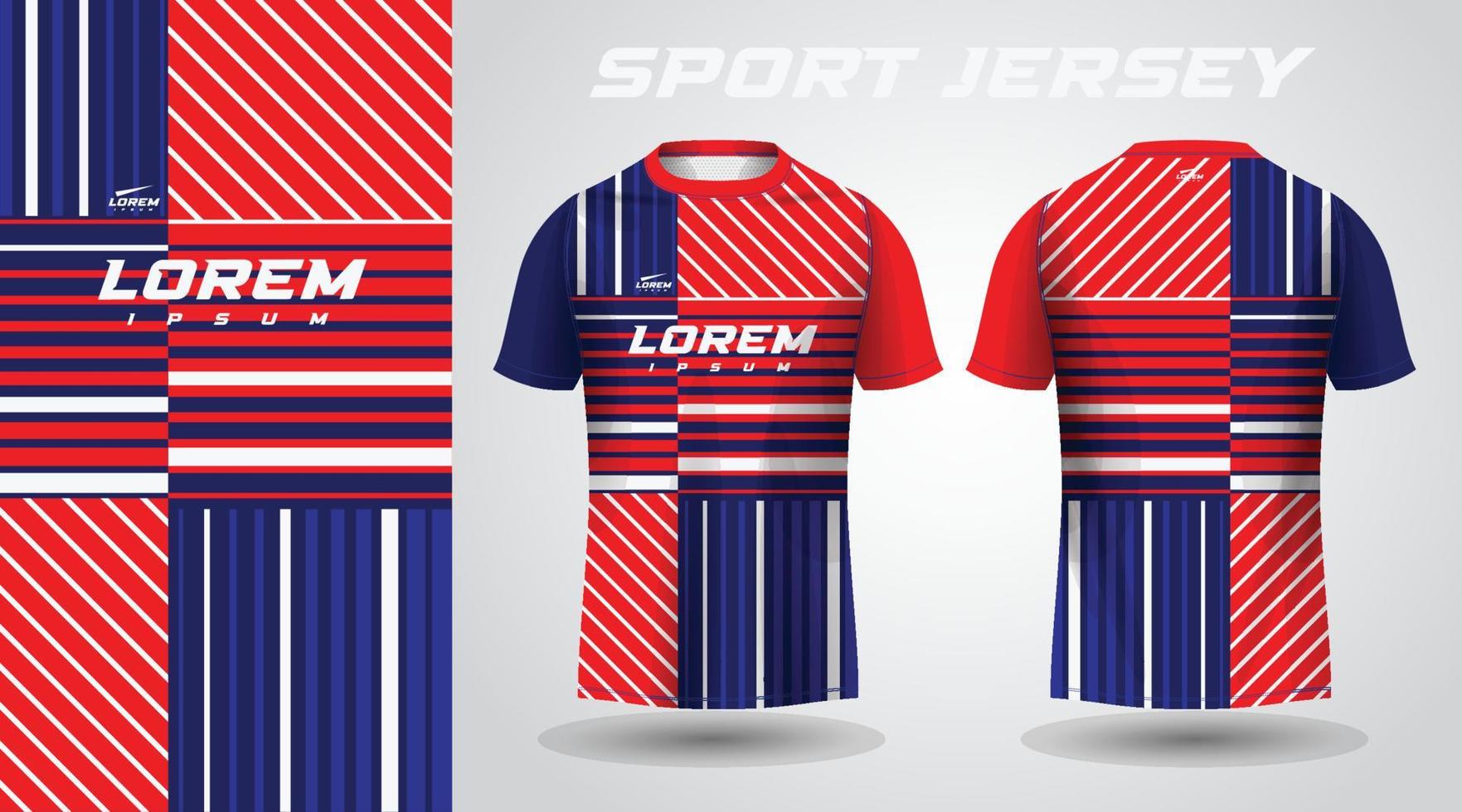 röd blå skjorta sport jersey design vektor