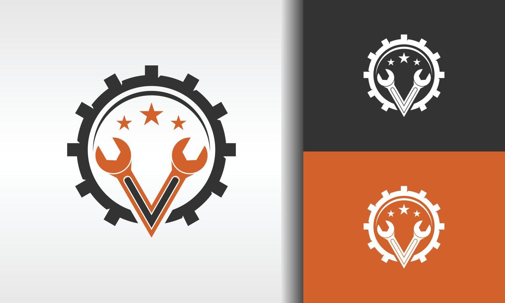 Schraubenschlüssel-Emblem-Logo vektor