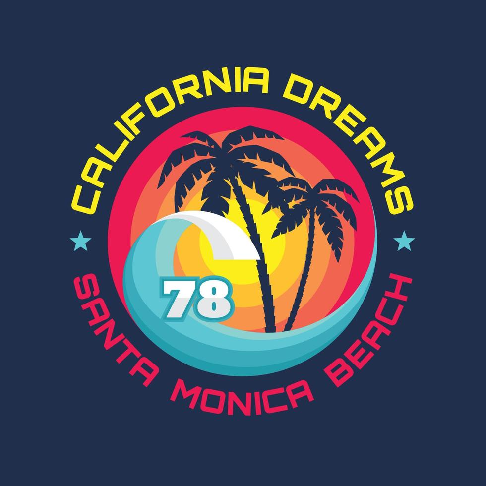 california dream.can verwendet werden für t-shirt-druck, tassendruck, kissen, modedruckdesign, kinderbekleidung, babyparty, gruß und postkarte. T-Shirt-Design vektor