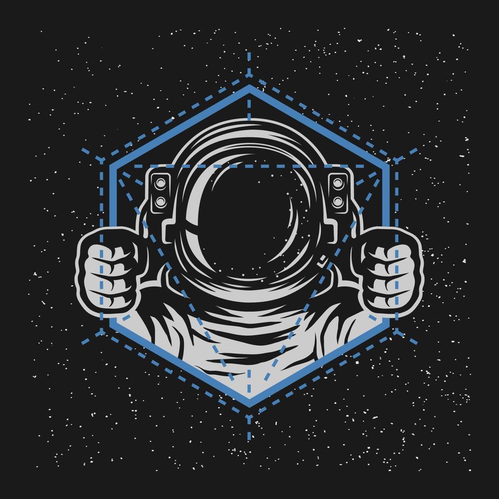 Astronaut mit einem geometrischen Element. abstrakte illustration.kann für t-shirt-druck, tassendruck, kissen, modedruckdesign, kinderbekleidung, babyparty, gruß und postkarte verwendet werden. T-Shirt-Design vektor