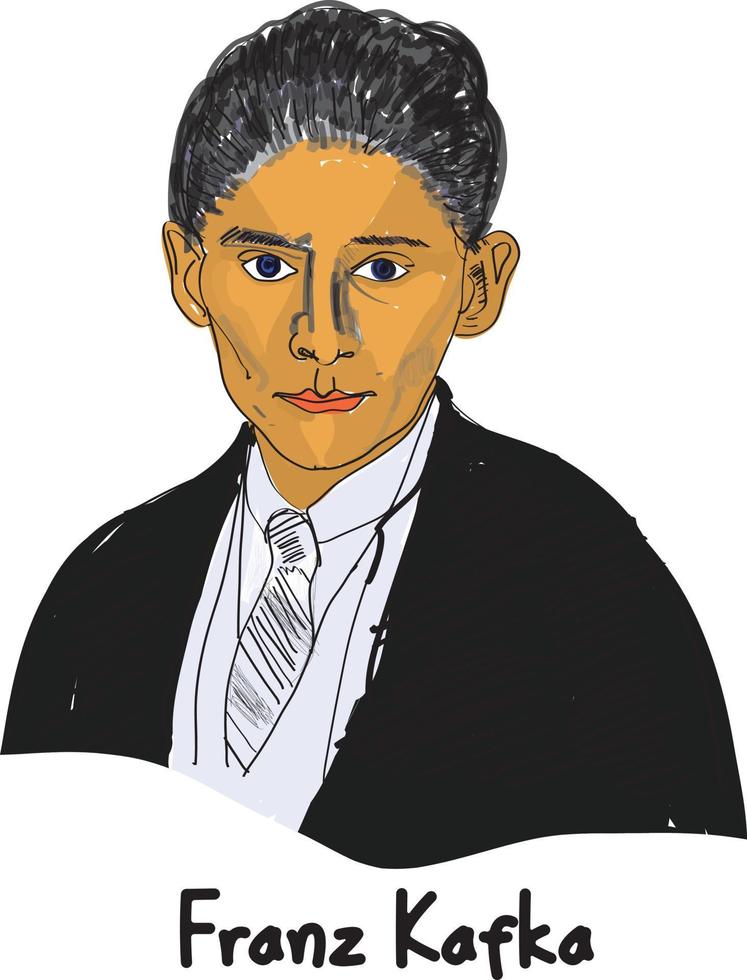Franz Kafka war ein deutschsprachiger böhmischer Romancier und Kurzgeschichtenschreiber, der weithin als eine der wichtigsten Persönlichkeiten der Literatur des 20. Jahrhunderts angesehen wird. vektor