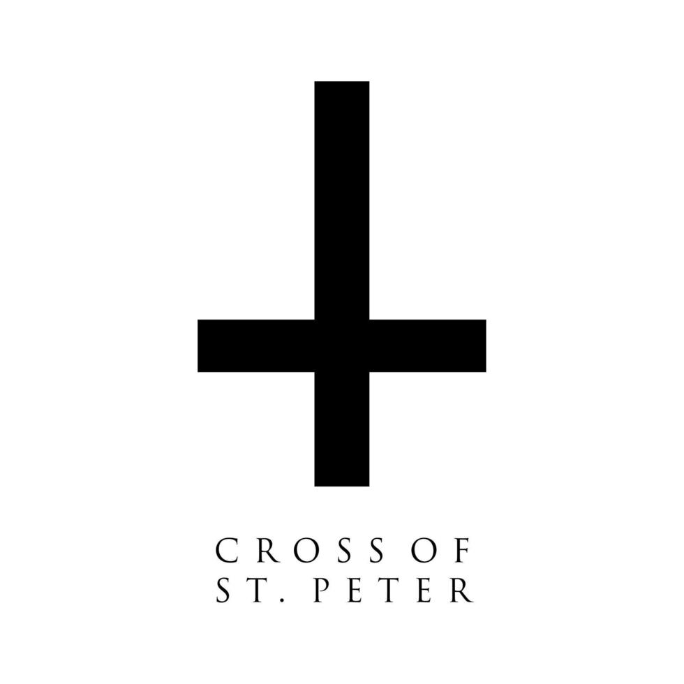 Kreuz von st. Peter-Vektor-Illustration. Das Peterskreuz oder Petruskreuz ist ein umgedrehtes lateinisches Kreuz, das traditionell als christliches Symbol verwendet wird vektor