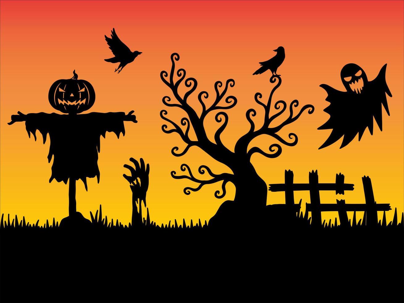 Halloween-Silhouette-Hintergrund-Illustration vektor