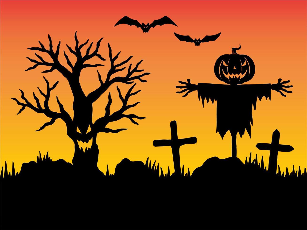 Halloween-Silhouette-Hintergrund-Illustration vektor