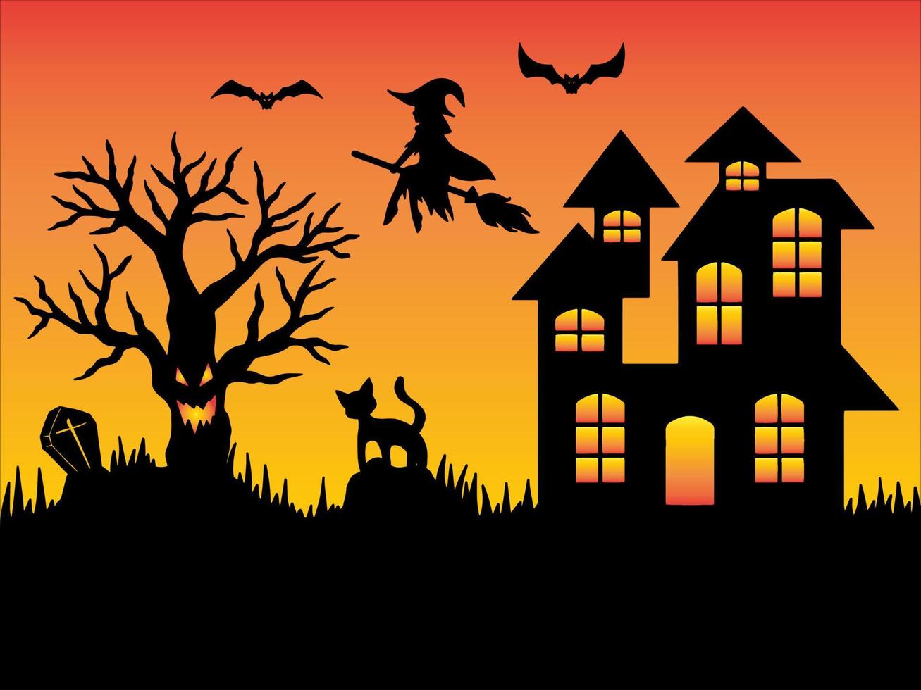 Halloween-Silhouette-Hintergrund-Illustration vektor