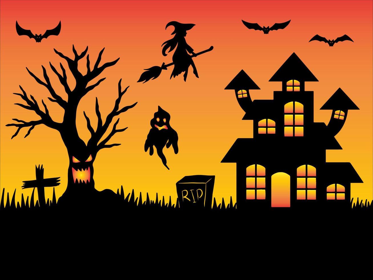 Schattenbildhalloween-Hintergrundillustration vektor