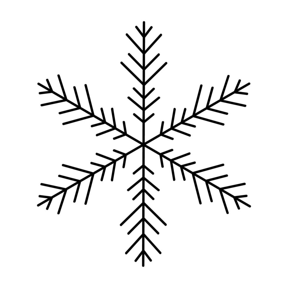 snöflinga doodle isolerad på en vit bakgrund. vektor handritade illustration. perfekt för semester och juldesign, kort, logotyp, dekorationer.
