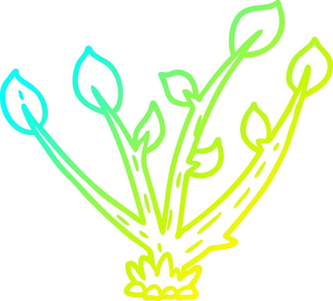 Kalte Gradientenlinie Zeichnung Cartoon sprießende Pflanze vektor