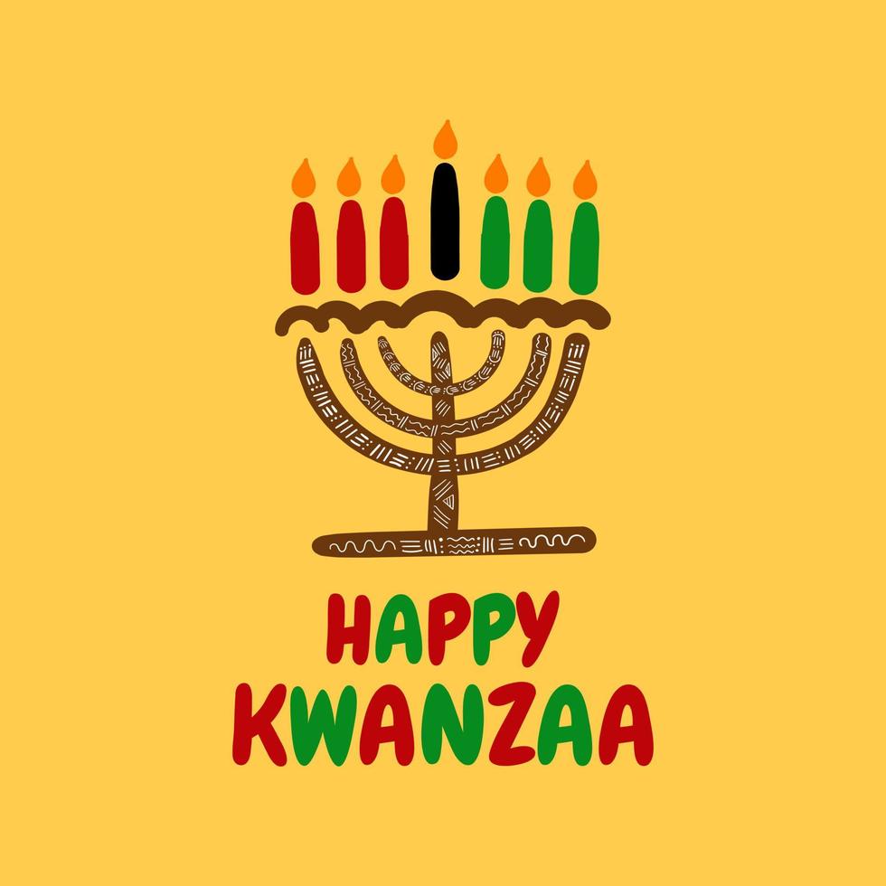 Happy Kwanzaa Banner, Social Media Post Afroamerikaner traditionelle Feier vektor