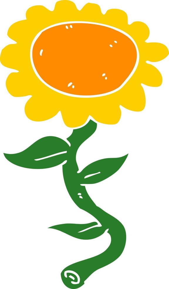 Cartoon-Sonnenblume im flachen Farbstil vektor