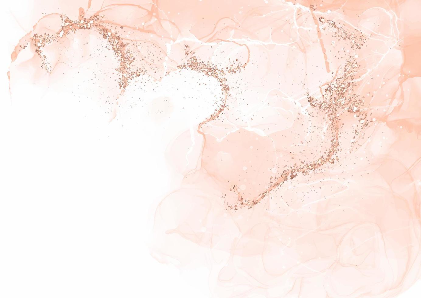 elegant rosa alkoholbläckdesign med glittrande guldelement vektor