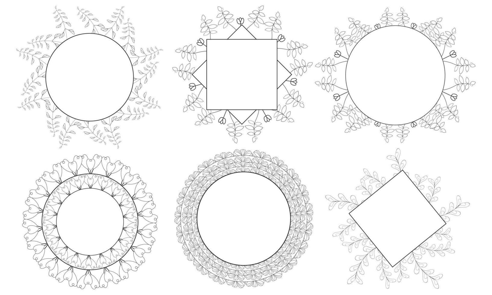 redigerbar dekorativ handritad vektor blomkrans, växtbaserade linjekonst grafisk designelement för inbjudningar, gratulationskort, citat vektor