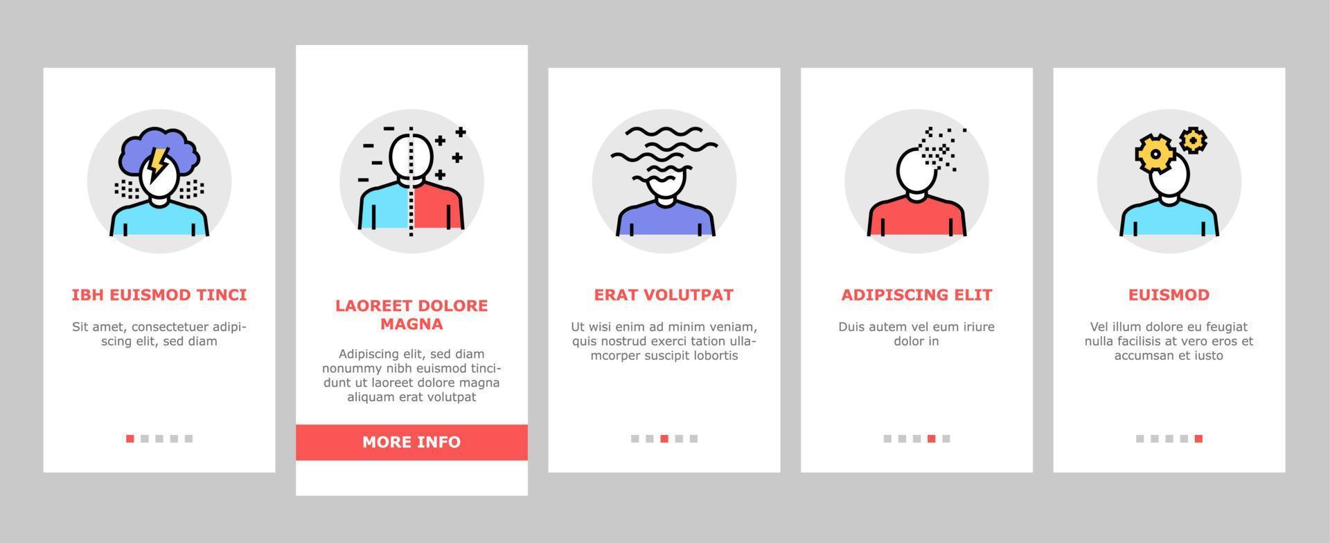 psykologiska problem onboarding ikoner som vektor