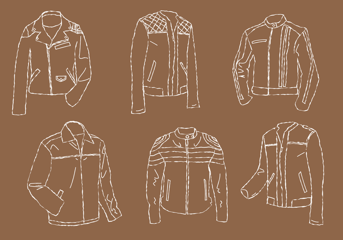 Lederjacke Line Art Vektor Set