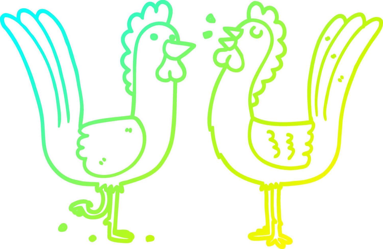 kalte Gradientenlinie Zeichnung Cartoon-Hühner vektor