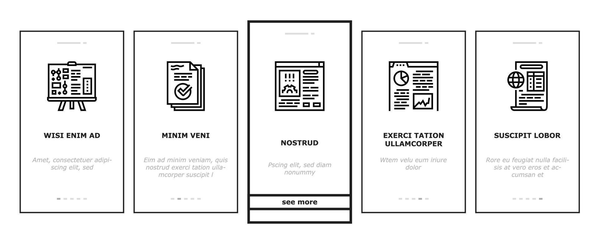 berichte dokumentation onboarding icons set vector