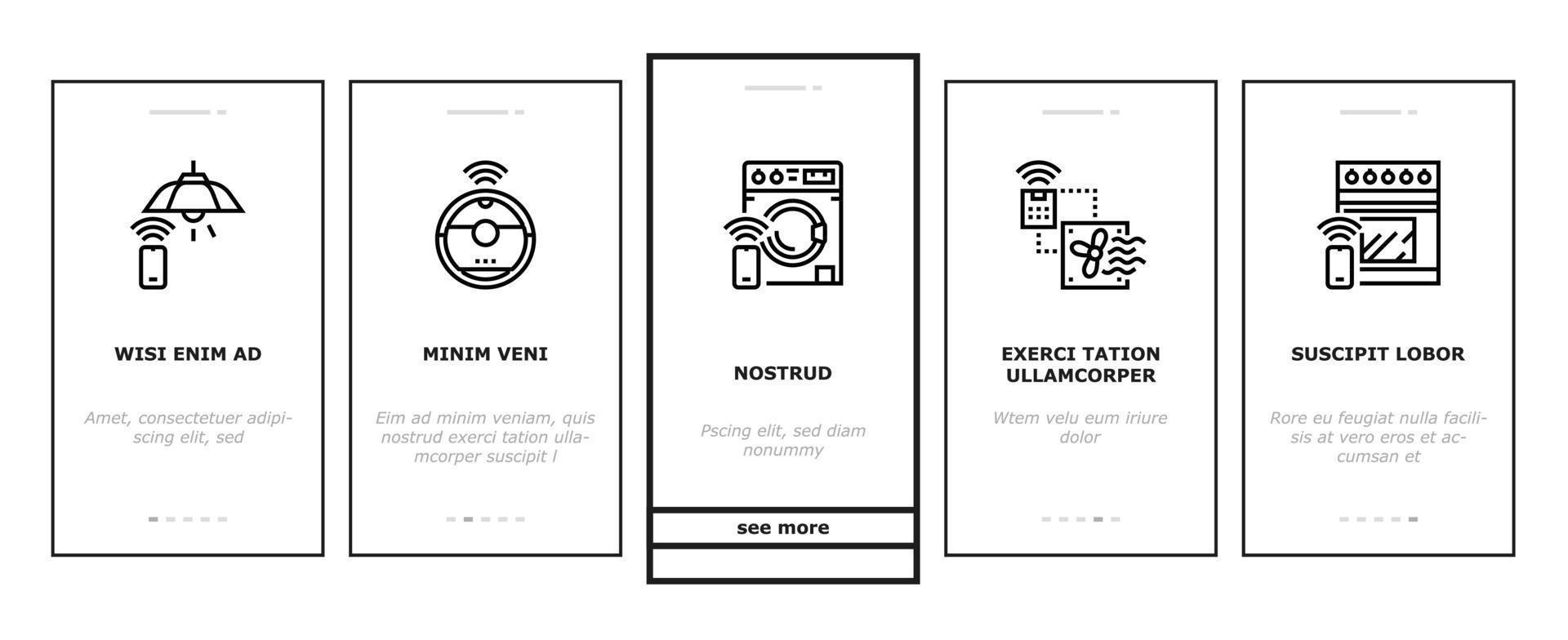 Smart-Home-Geräte-Onboarding-Symbole setzen Vektor