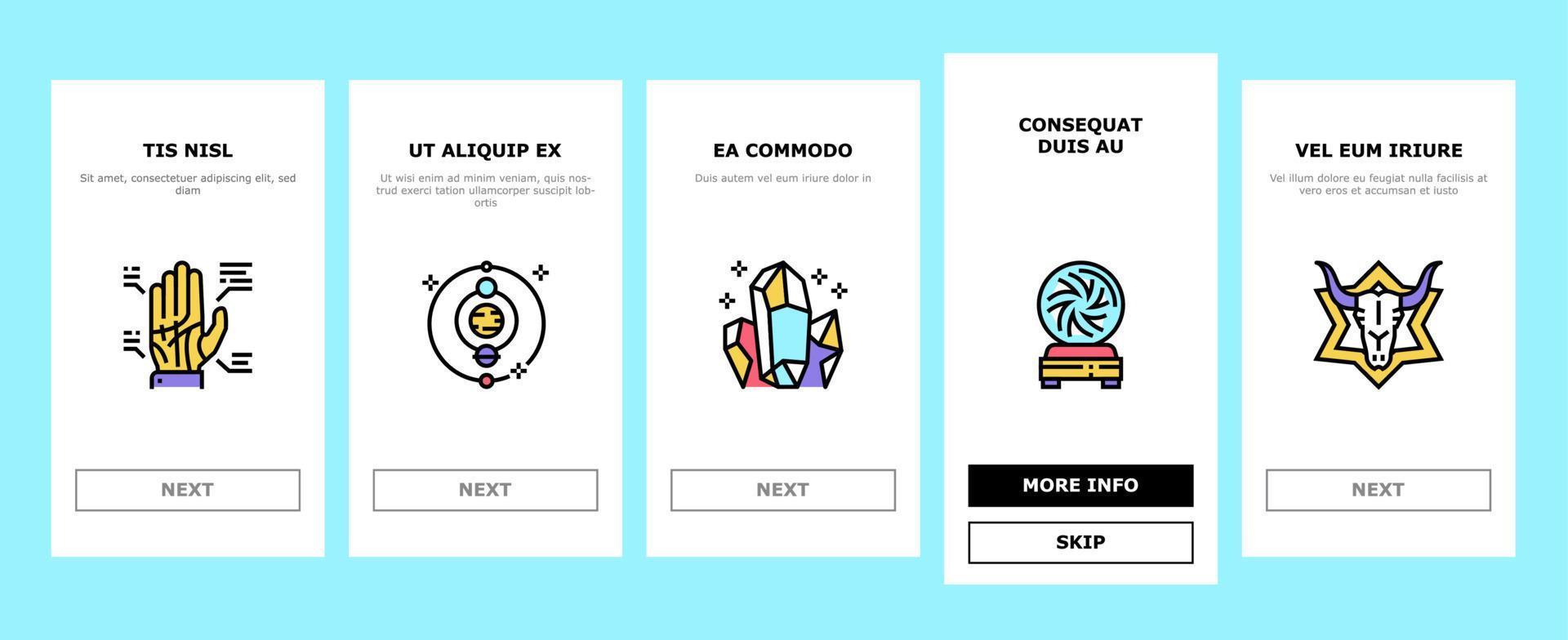 astrologiska objekt onboarding ikoner som vektor