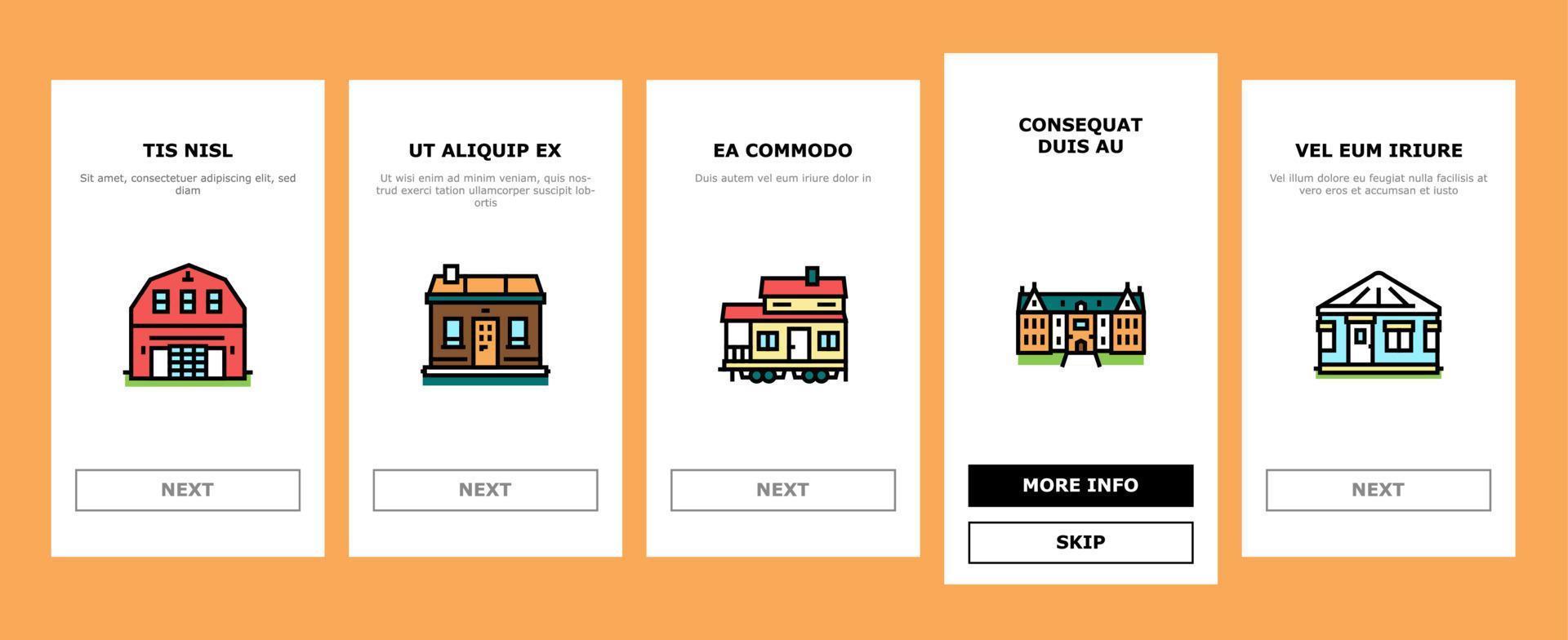 hauskonstruktionen onboarding icons set vektor