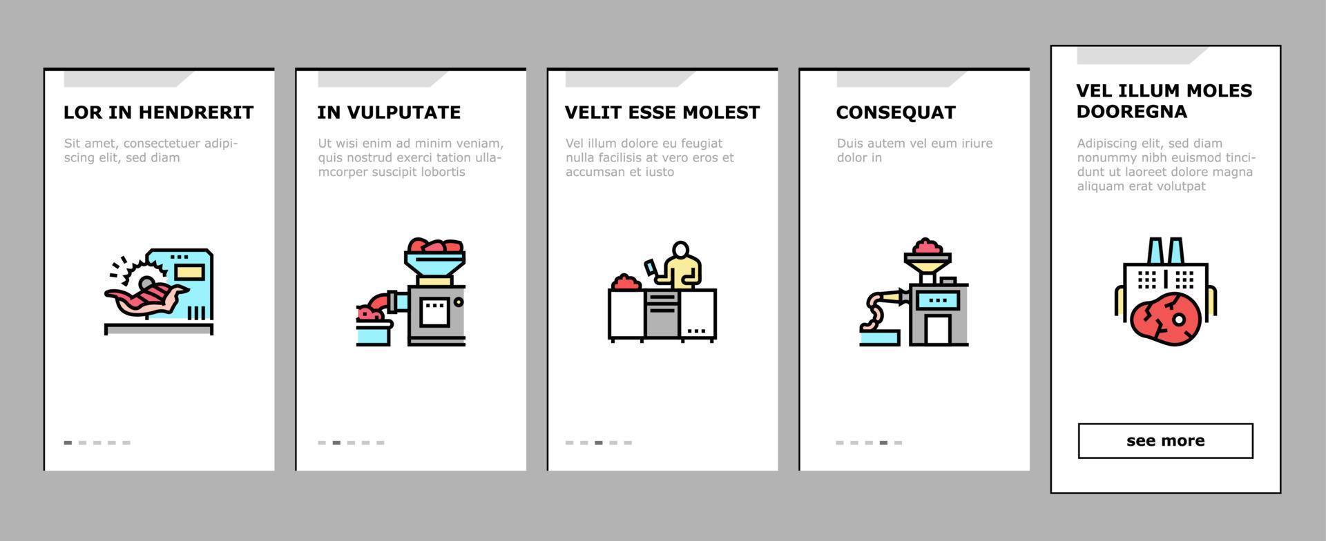 onboarding-ikonen des fleischfabrikprodukts stellten vektor ein