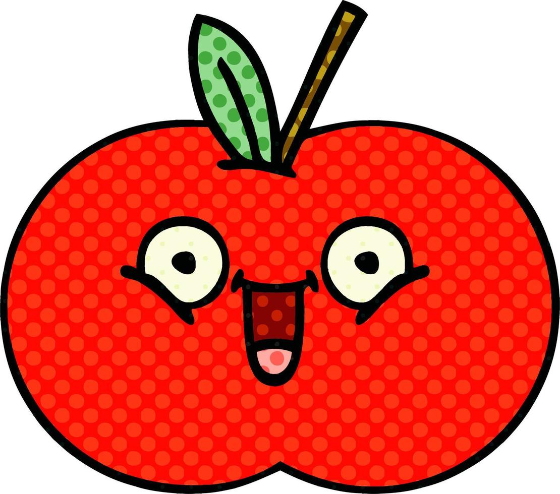 serietidning stil tecknad rött äpple vektor