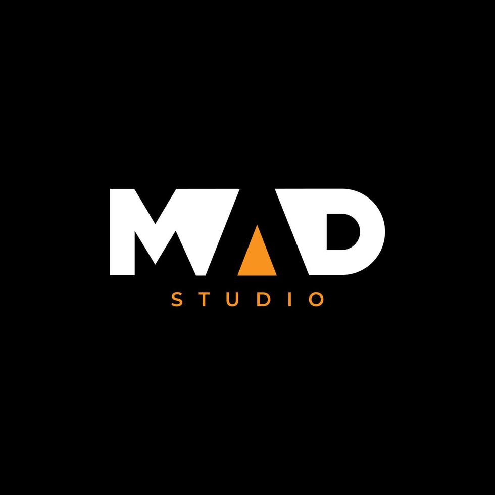 kreativer negativer raumbuchstabe mad studio logo vektor