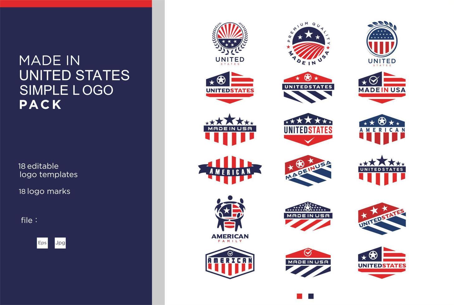 satz von in den usa hergestellten logoetiketten für patriotische amerikanische flagge und spezielle symbole für vektor-usa-briefmarken vektor