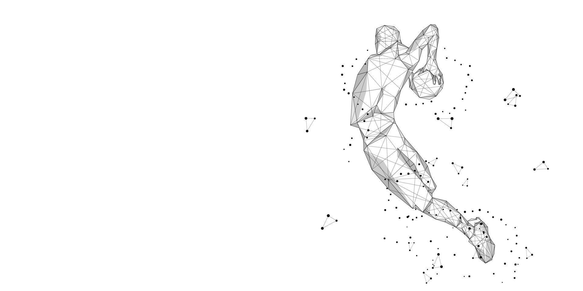 einsamer Basketballspieler auf weißem Hintergrund abstrakte Slam-Dunk-Bewegung Low-Poly-Drahtmodell digitale Vektorillustration Slam-Dunk-Sprung vektor
