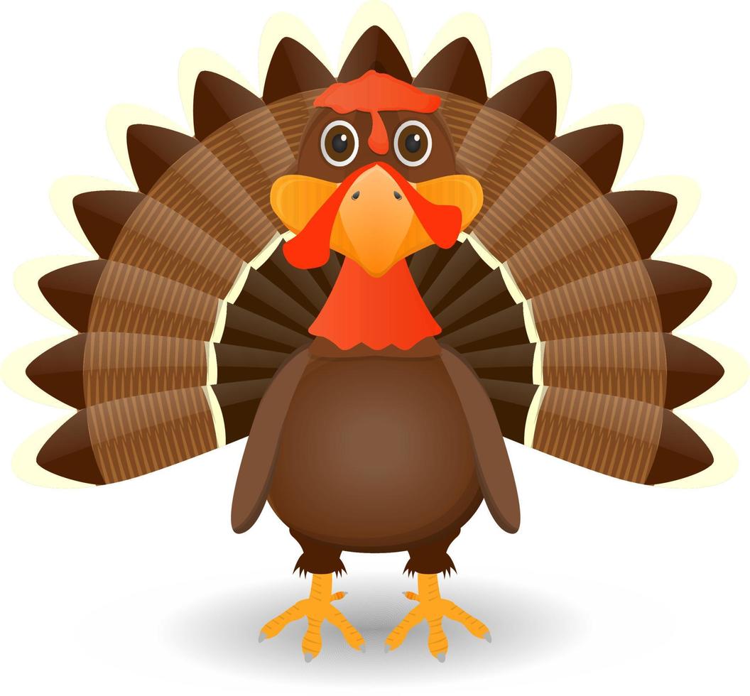 Truthahn-Vogel-Cartoon Thanksgiving-Charakter isoliert auf weißem Hintergrund vektor