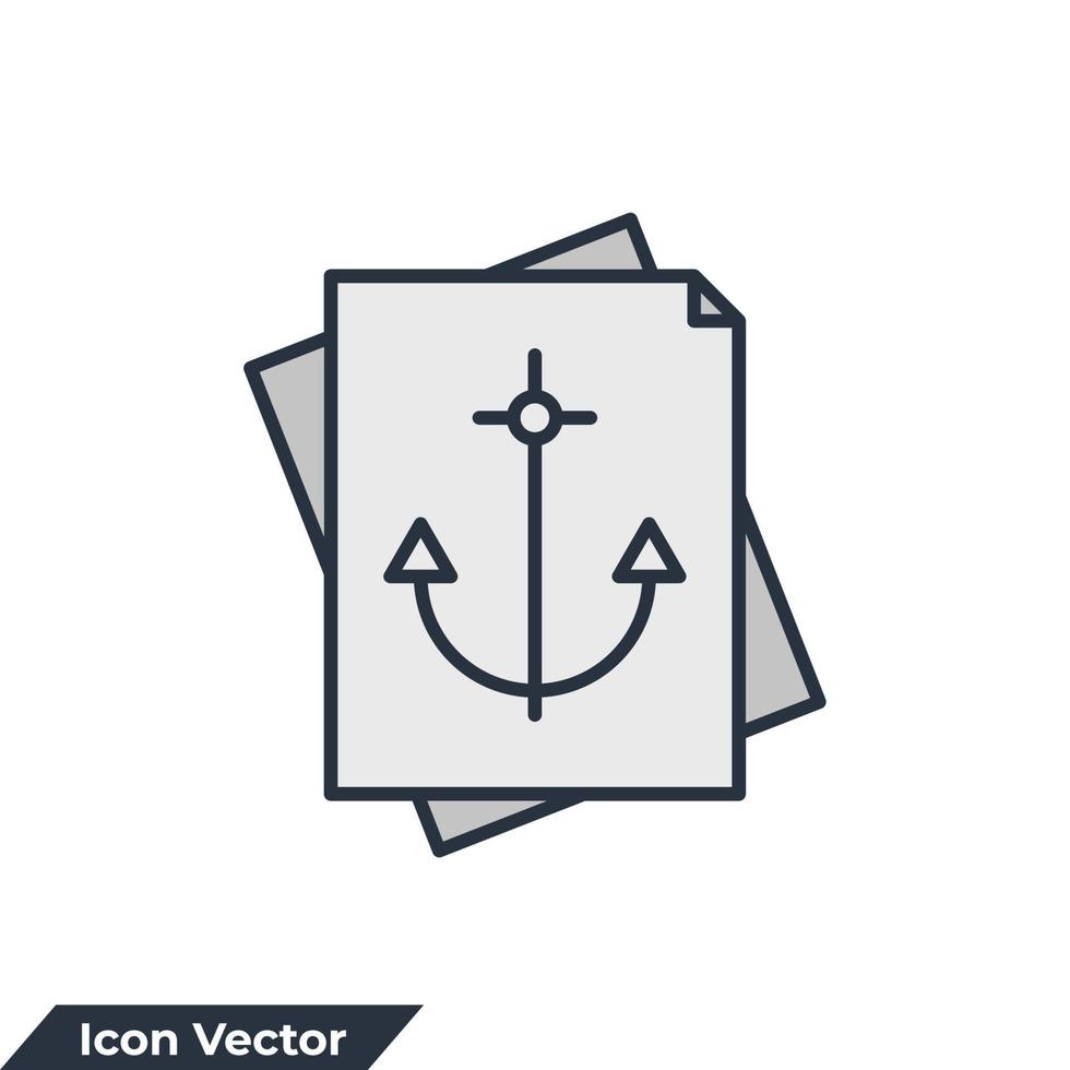 ankare text ikon logotyp vektor illustration. ankare med dokument symbol mall för grafik och webbdesign samling