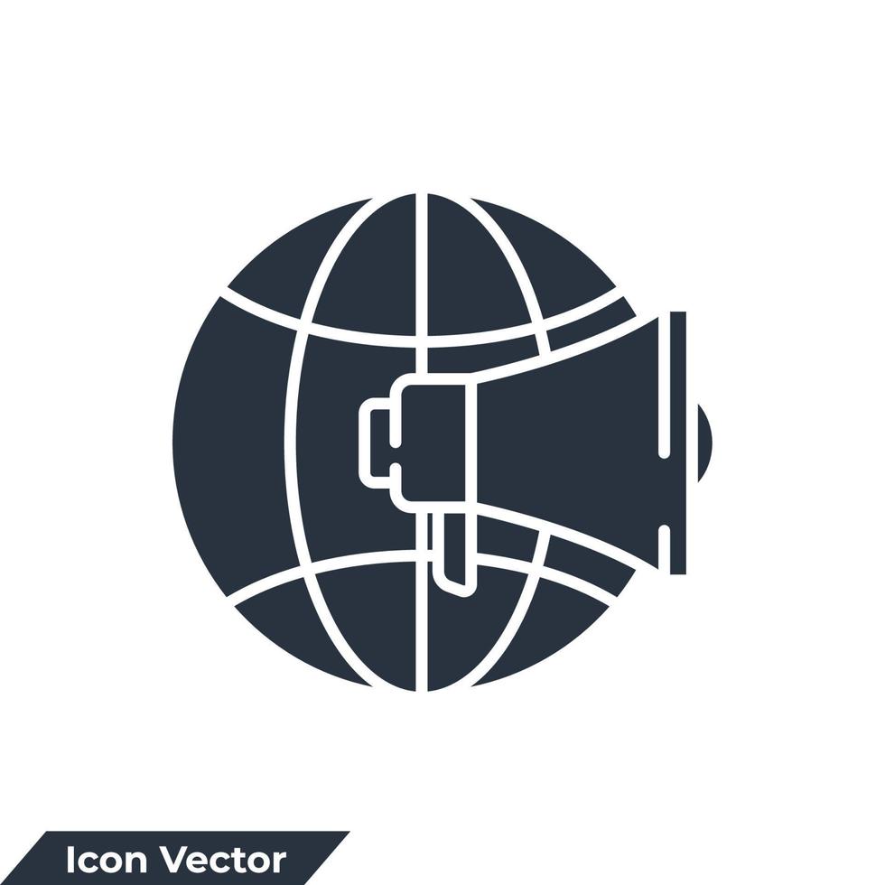 global marknadsföring ikon logotyp vektorillustration. globe och megafon symbol mall för grafik och webbdesign samling vektor