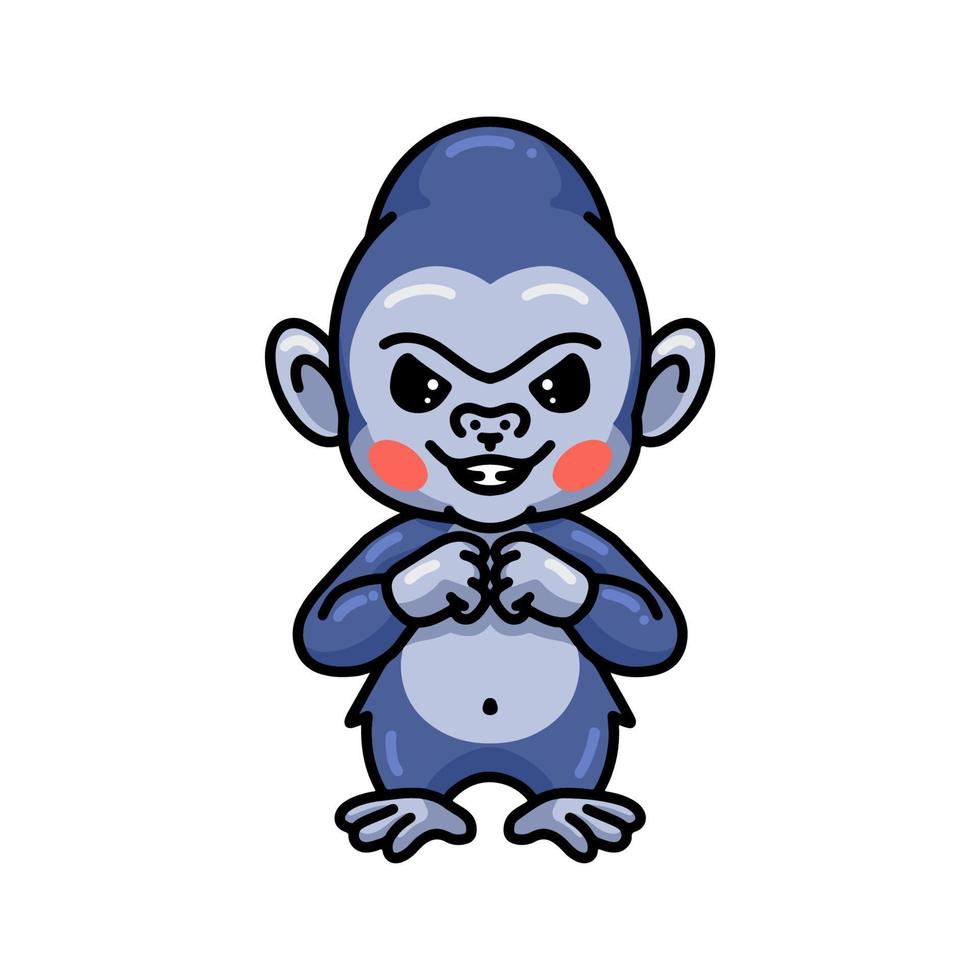niedlicher wütender baby-gorilla-cartoon vektor