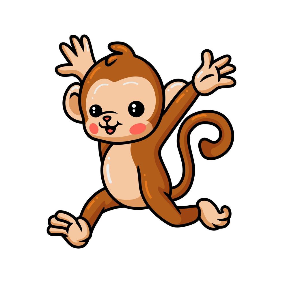 niedlicher Baby-Affen-Cartoon läuft vektor
