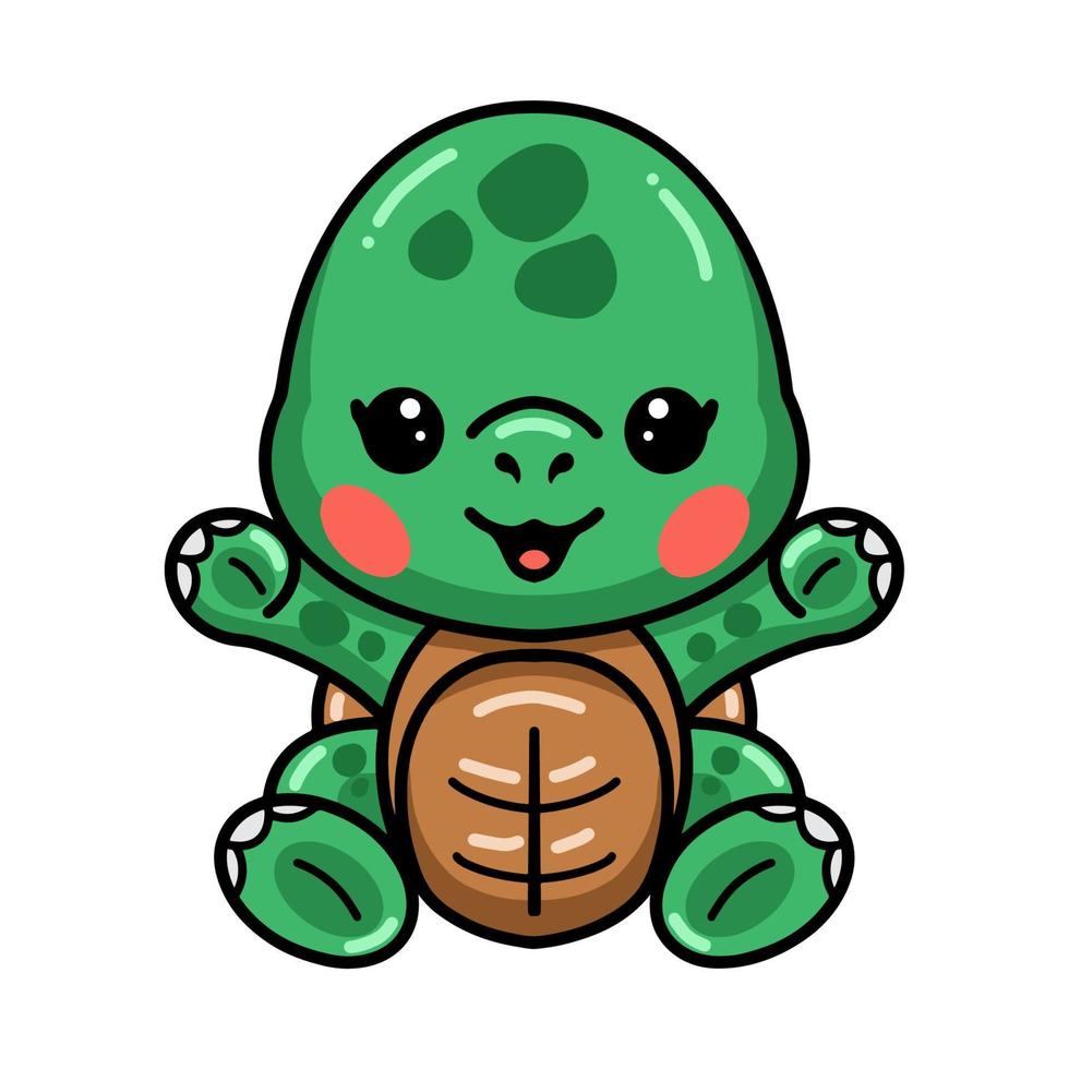 söt baby sköldpadda tecknad sitter vektor