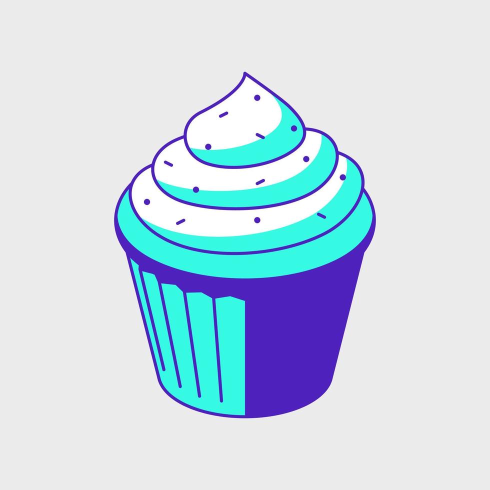 isometrische vektorsymbolillustration des cupcakes vektor