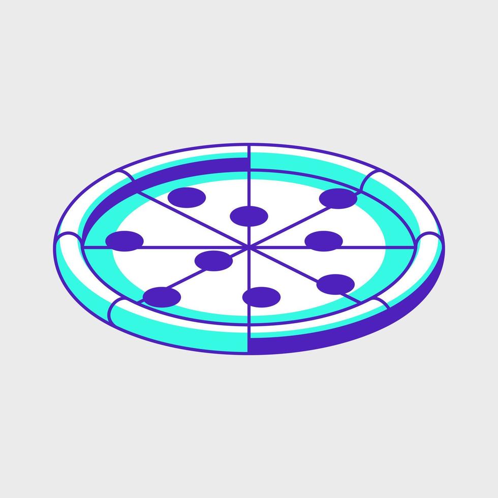 peperoni pizza isometrische vektorsymbolillustration vektor