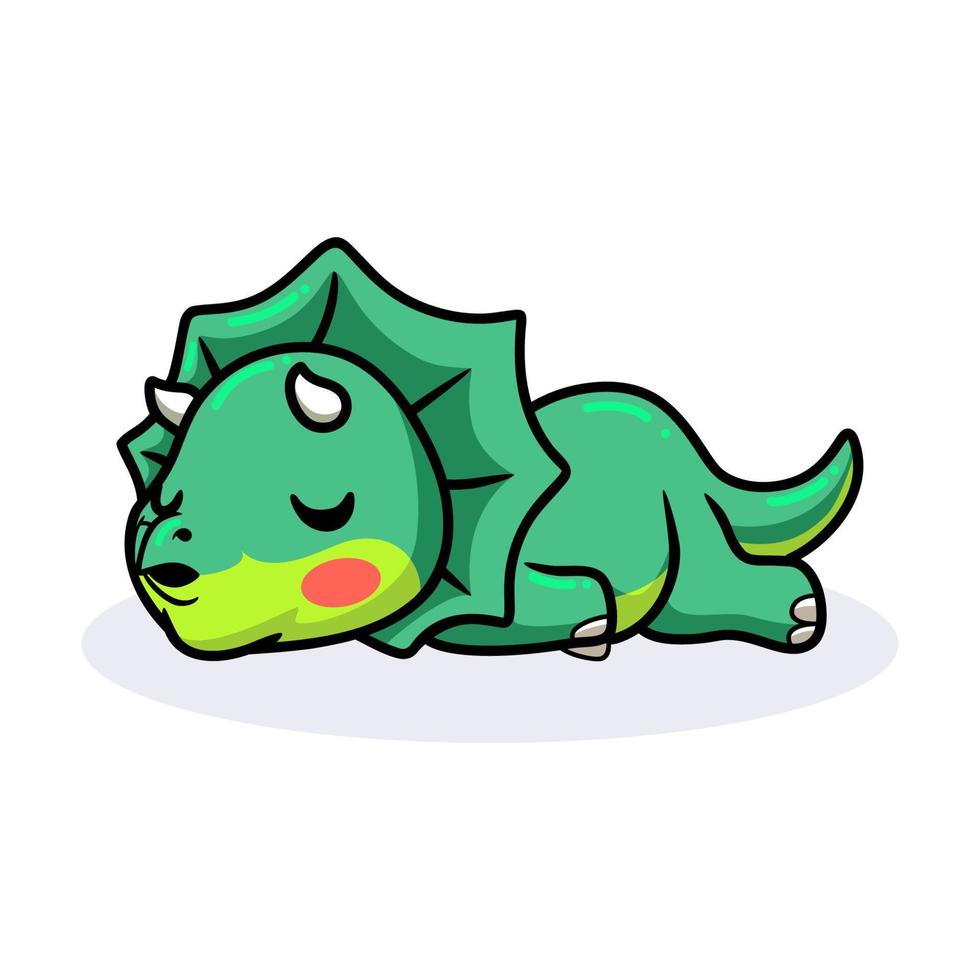 niedlicher kleiner Triceratops-Dinosaurier-Cartoon, der schläft vektor