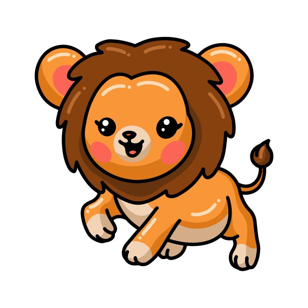 niedlicher glücklicher Baby-Löwen-Cartoon vektor